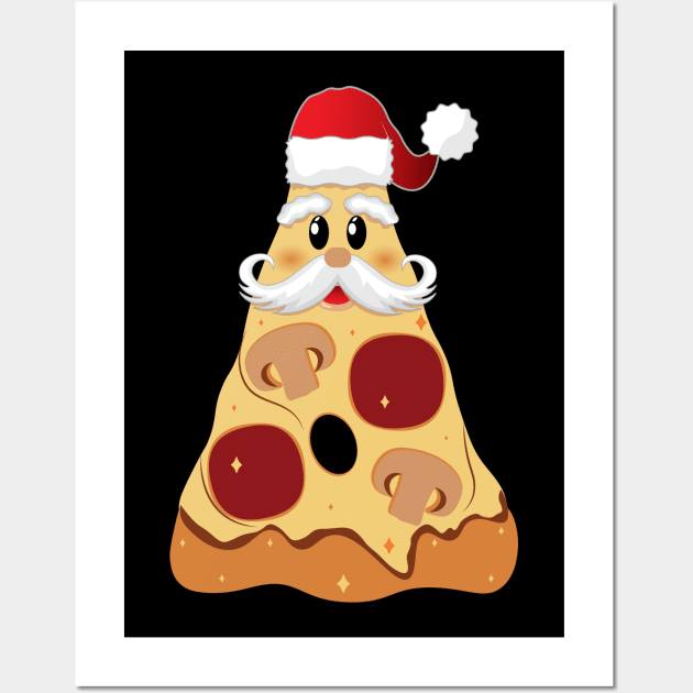 Pizza Christmas Humor Santa Claus Wall Art by ZNOVANNA